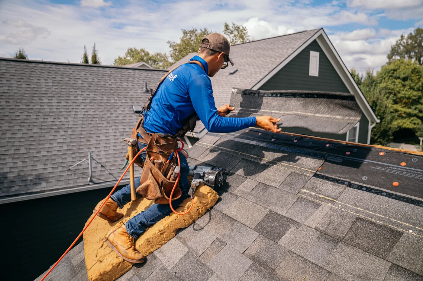 Tarping and dry-in on a Switz City commercial roof